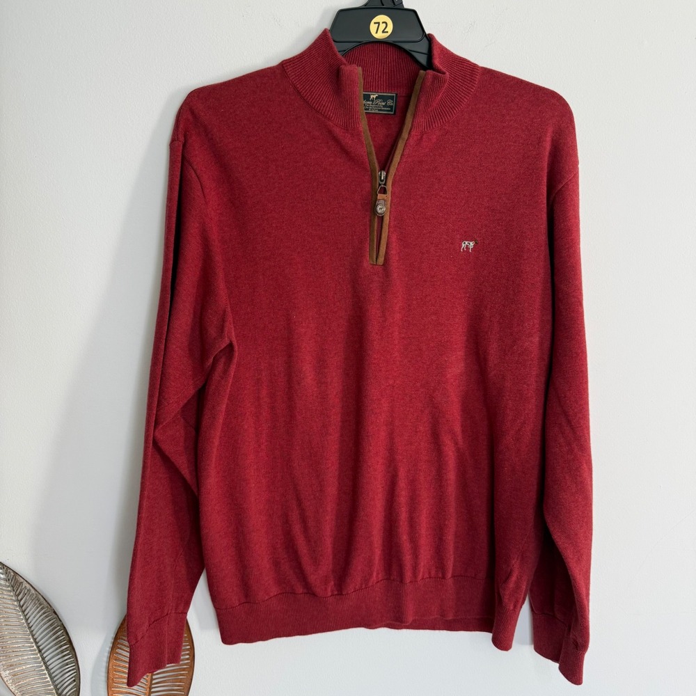 Southern Point Co Mens The Hayward Quarter Zip Pullover Sweater Red Cotton XL‎